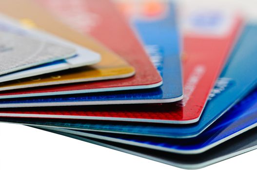 Close-up picture of a credit cards as a background.