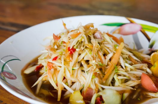 papaya spicy salad,  favorite Thai  style cuisine ."Som tam"