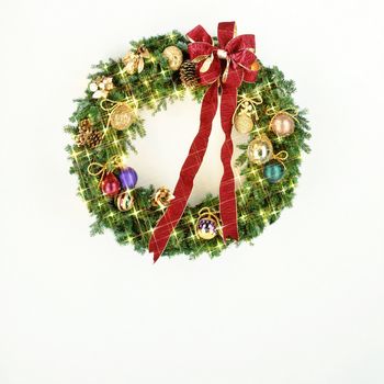 Christmas wreath, isolated on white background
