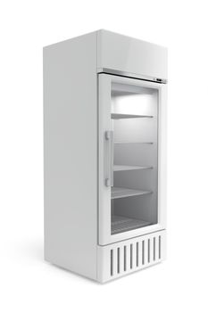 Display fridge on white background