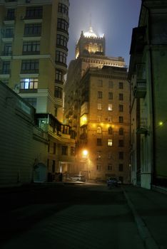 dark street on the old European city