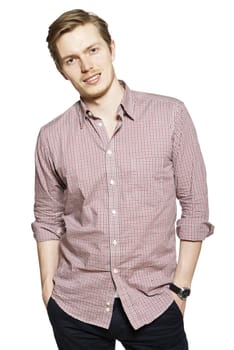 Studio shot of young man against a white background.