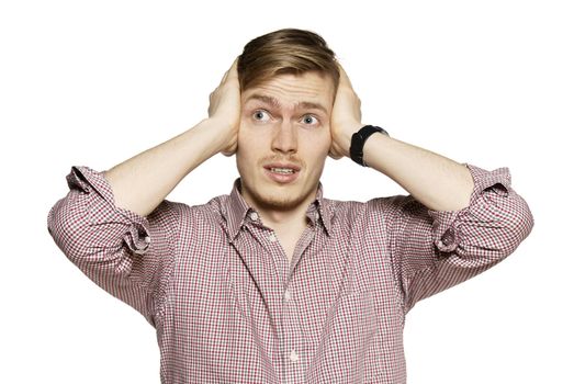 Studio shot of young man against a white background.