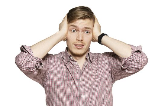 Studio shot of young man against a white background.