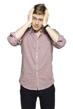 Studio shot of young man against a white background.