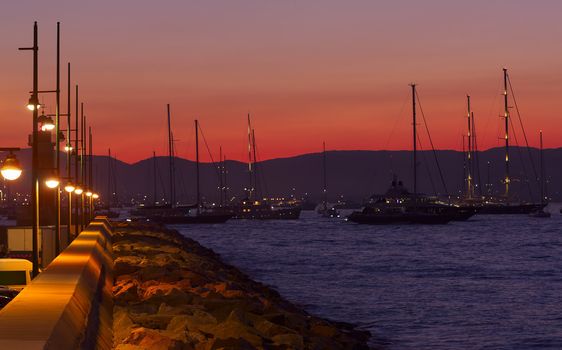 beautiful sunset in Saint-Tropez, France