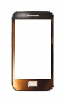 mobile smart phone with empty screen isolated on white background