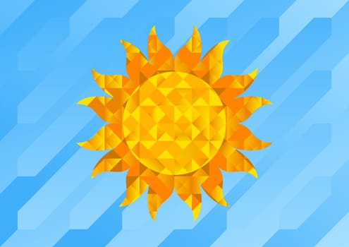 Bitmap Illustration of Abstract Sun of Geometric Shapes