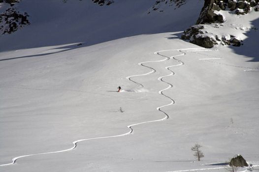 snowboard and ski in italian mountain