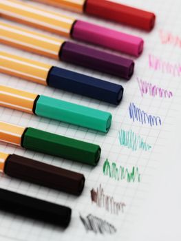 Color pens isolated on graduated background