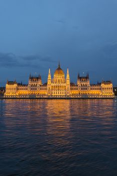 night shot of parliament building in the budapest, hungary