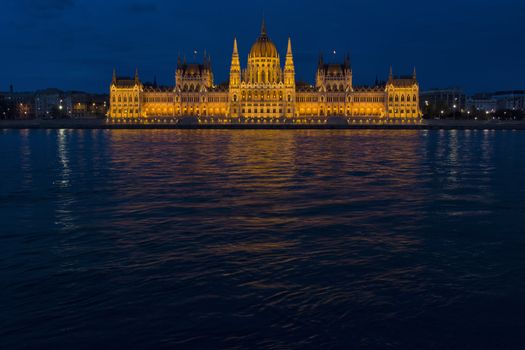 night shot of parliament building in the budapest, hungary