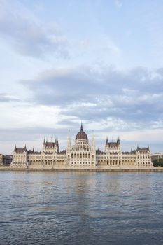 evening shot of parliament building in the budapest, hungary
