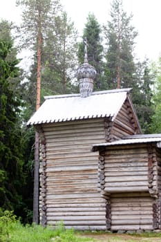A traditional wooden russian small church
