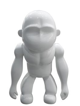 close up of a ape figurine isolated on white