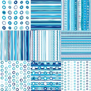 Set of blue seamless pattern for baby boys