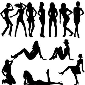 Set of sexy women silhouettes