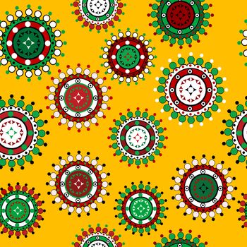 Floral seamless pattern over yellow background