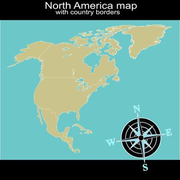North America map with country borders