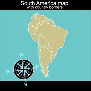 South America map with contry borders