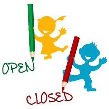 Open and closed announcement with children