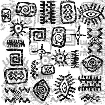 Grunge African symbols background