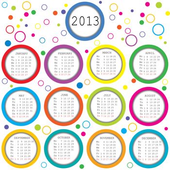 2013 calendar with circles for kids