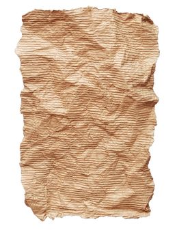 old textured cardboard sheet with torn edges isolated over white 
