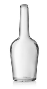 Empty bottle of cognac isolated on a white background