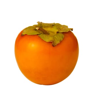 persimmon with the stem on a white background