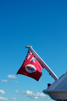 Yacht from the Cayman Islands, flag detail