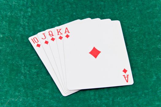 An ace-high straight flush from the poker card game