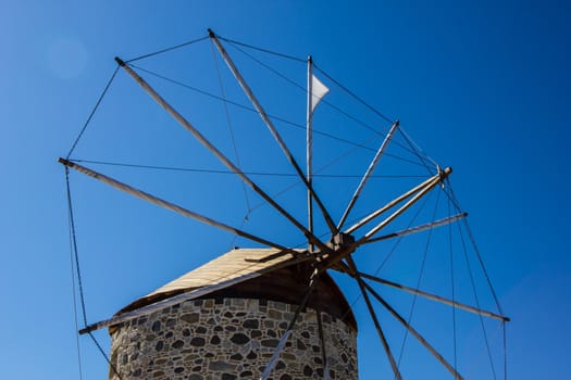 Ancient wind-mill in Antimahia in the south Sporades, Greece