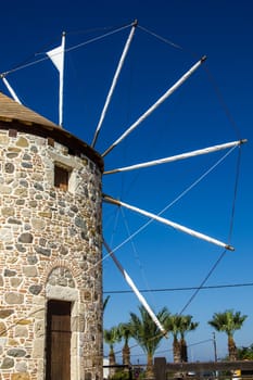 Ancient wind-mill in Antimahia in the south Sporades, Greece