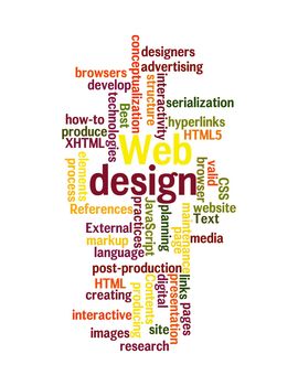 Word Cloud Illustration of Web Design on white