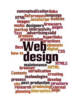 Word Cloud Illustration of Web Design on white