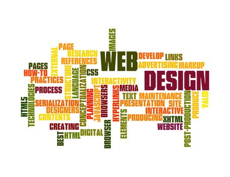 Word Cloud Illustration of Web Design on white