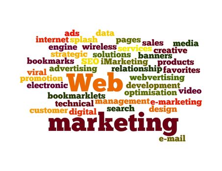 Word Cloud Illustration of Web Marketing on white