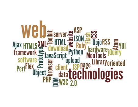 Word Cloud Illustration of Web Technology on white