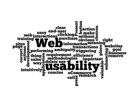 Word Cloud Illustration of Web Usability on white