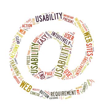 Word Cloud Illustration of Web Usability on white