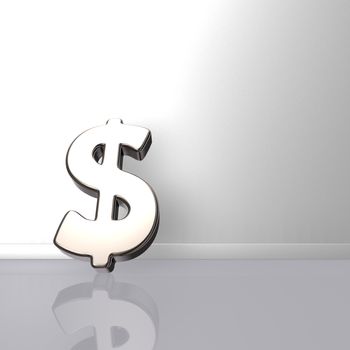 dollar symbol leans on wound - 3d illustration