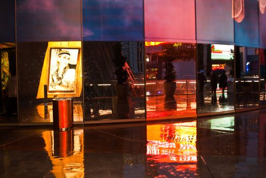 Las Vegas street lights in the rain