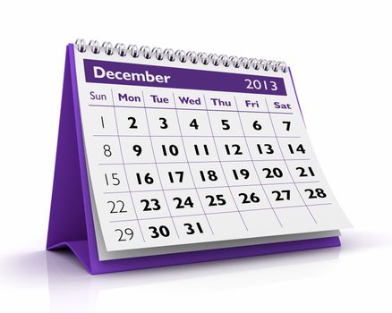 3D desktop calendar 2013 in white background