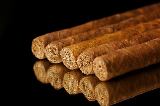 Close up picture of five cigars in the studio