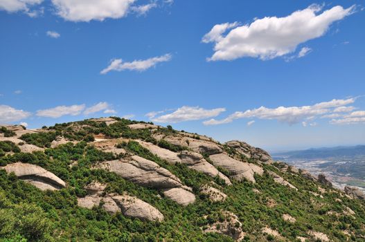 scenic Spanish mountain landscape in Barcelona area close to famous Monserrat Monastery