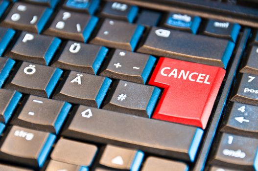Cancel button on black internet computer keyboard
