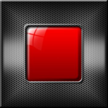 Metallic abstract background with hexagon grid texture and red plate