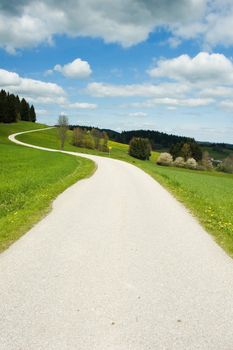 Crooked empty road in the country