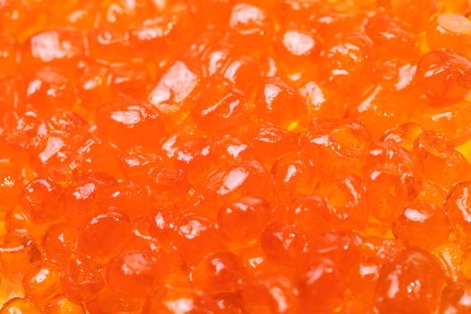 Close up of red tasty caviar